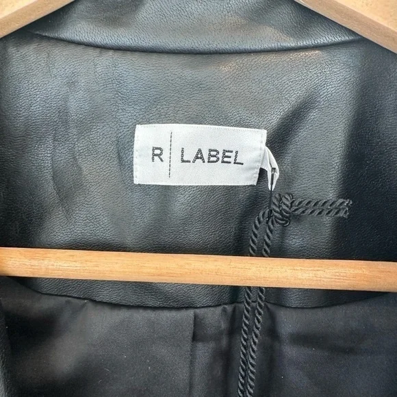 R Label Leather Vegan Double Breasted Trench Coat - Picture 7 of 11